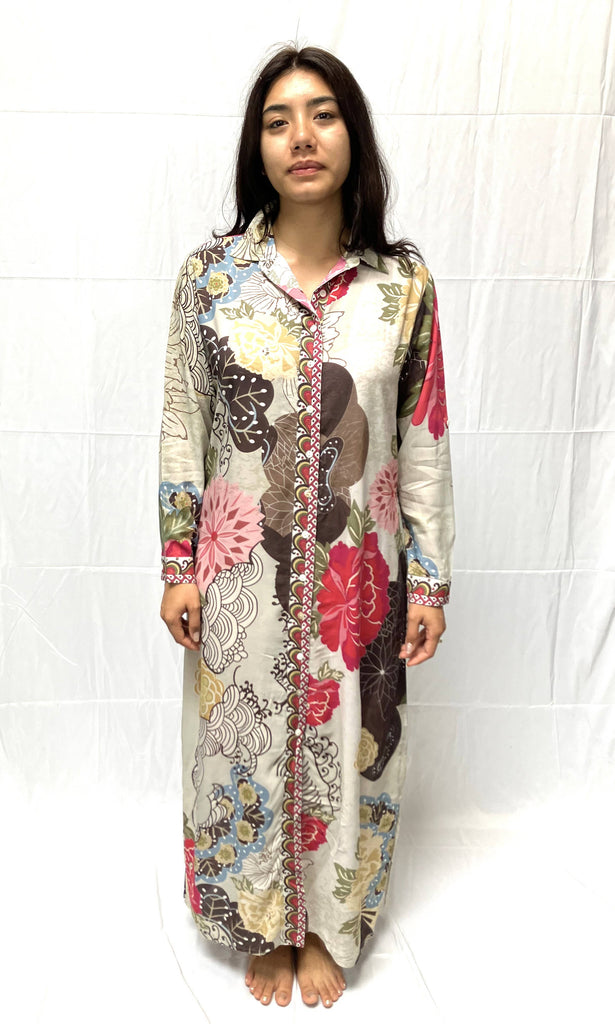 Dolma - Collared Shirt Dress-Beige Brown