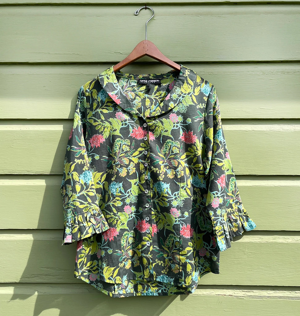Little Journeys  - Paris Blouse in Nighthawk Charcoal