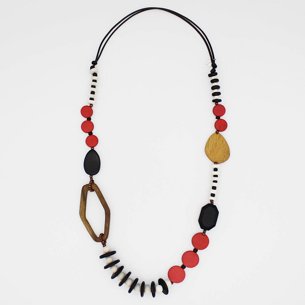 Sylca Designs Red Wood Bead Gabby Necklace