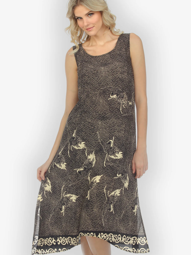 Citron Black Crane Dress