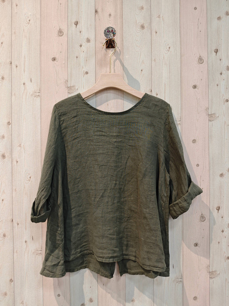 LINEN & MORE - LINEN LONG SLEEVE BLOUSE