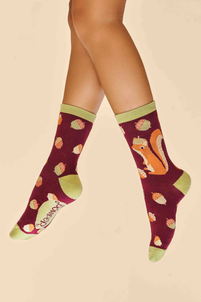 Powder Design Squirrel with Acorn Beret Ankle Socks