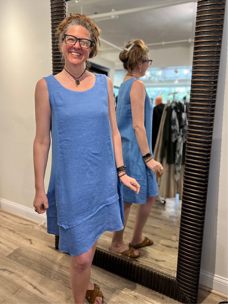 Cut Loose - Asymmetrical Tunic Dress in Linen/Combo