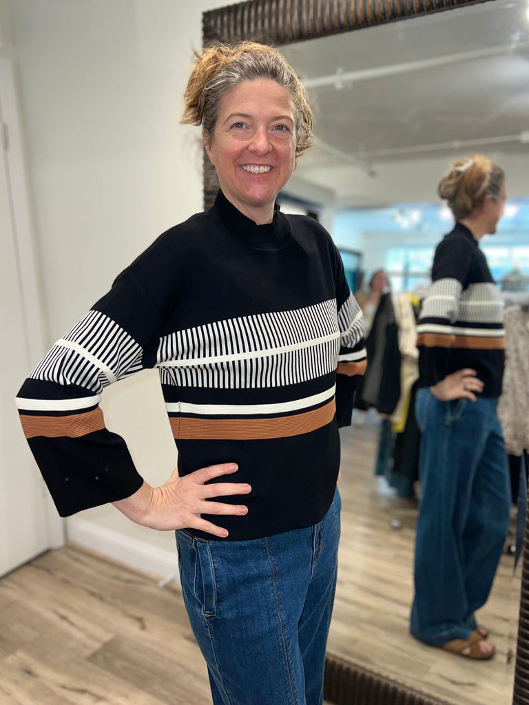 Trisha Tyler - Multi Stripe Mock Neck
