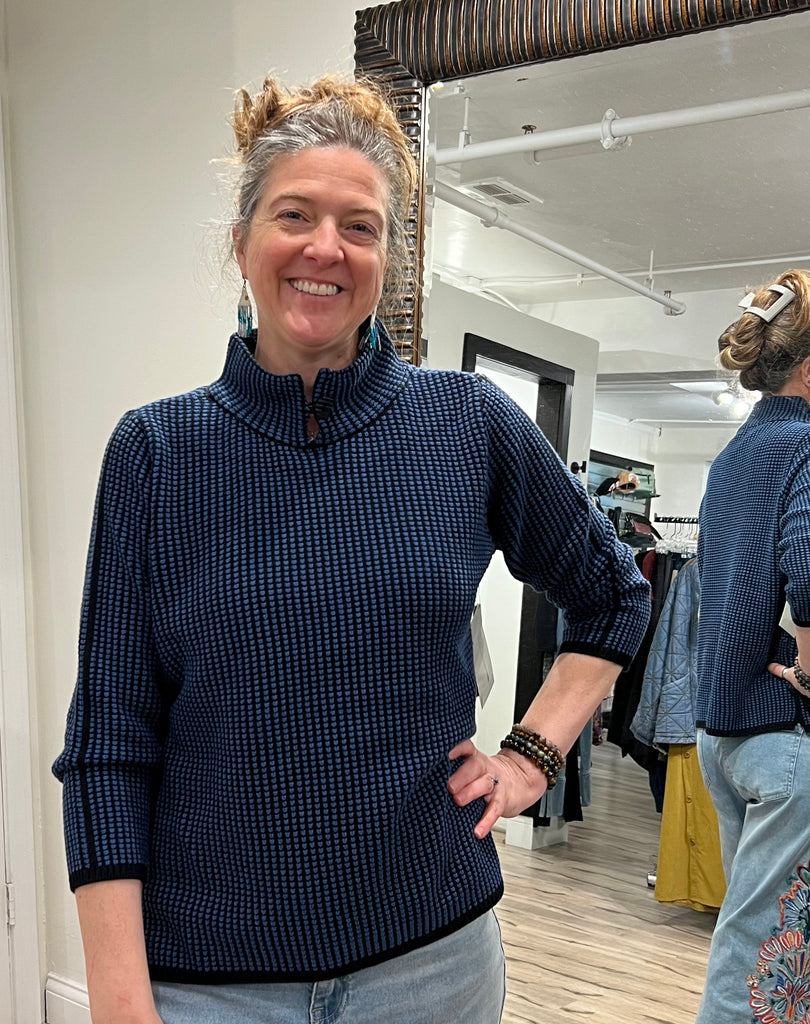 Multiples - Long Sleeve One-Button Mock Sweater