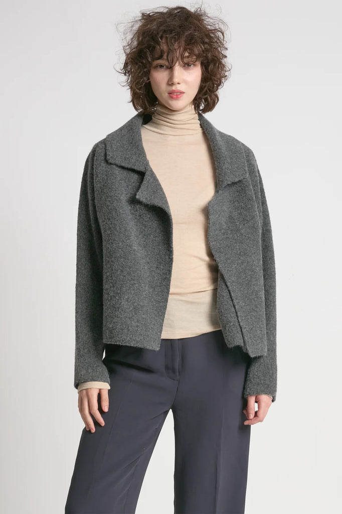 Look by M - Flap Collar Crop Cardigan