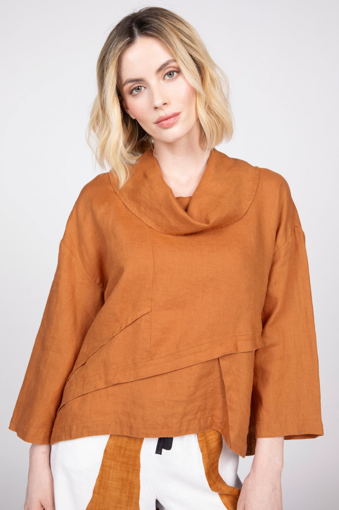 Olivia - Flax Solid Crossroads Cowl Neck