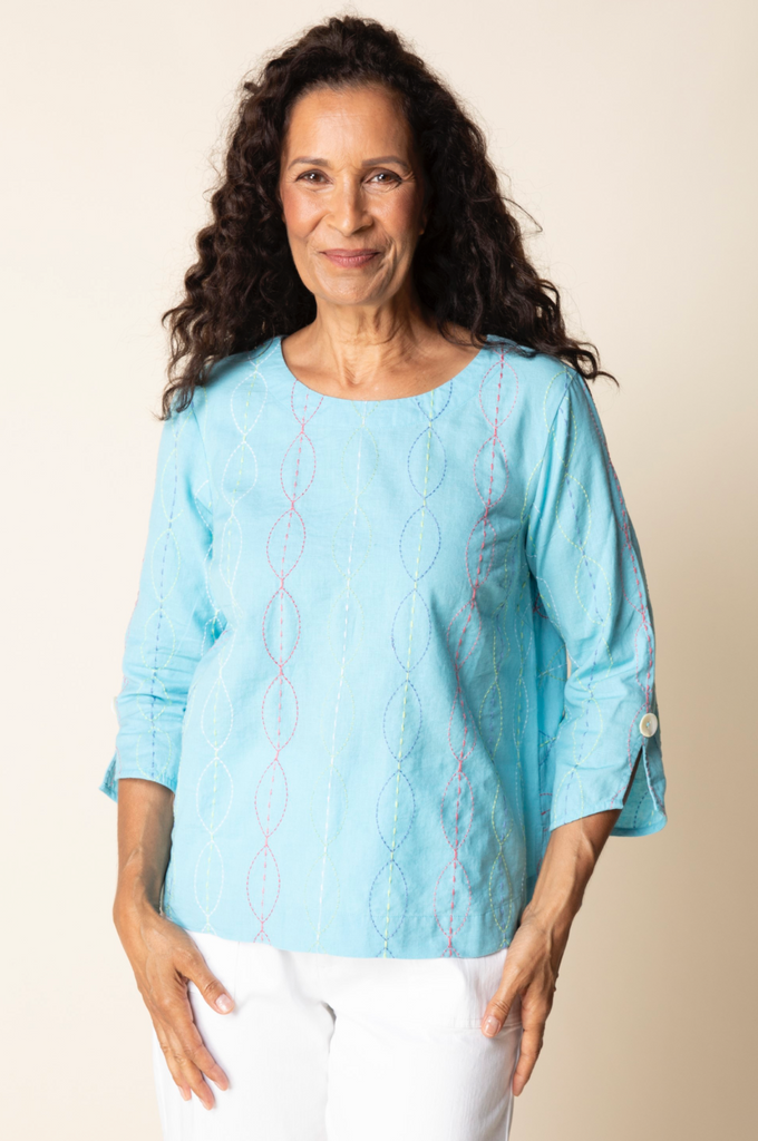 Habitat - Chainstitch Embroidered Button Back Pullover Shirt