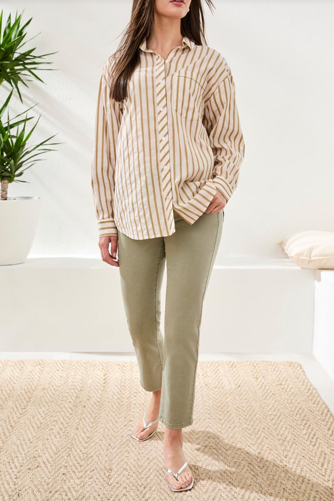 Tribal - Double Stripe Button Front Shirt