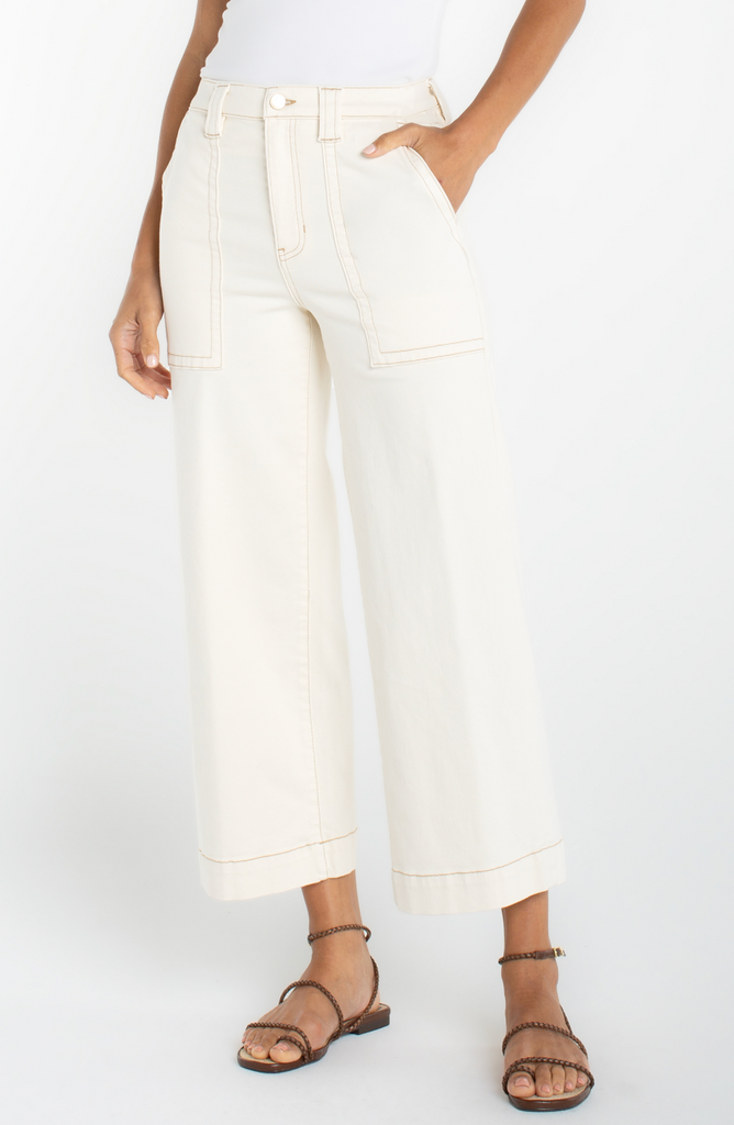 Liverpool - stride high-rise wide leg corp w/ patch pkt 26'