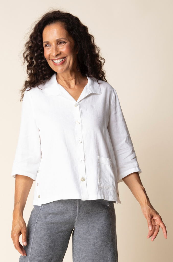 Habitat - Linen Solid Camp Shirt in White