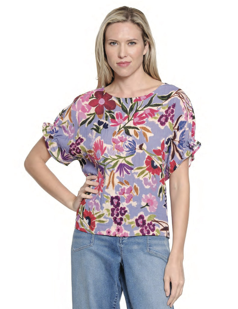Tru Luxe - Shirred Sleeve Boxy Top