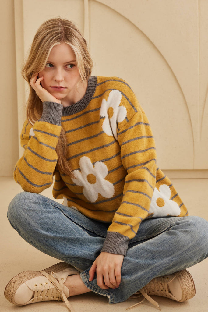 Mello - Daisy Patched Striped Sweater