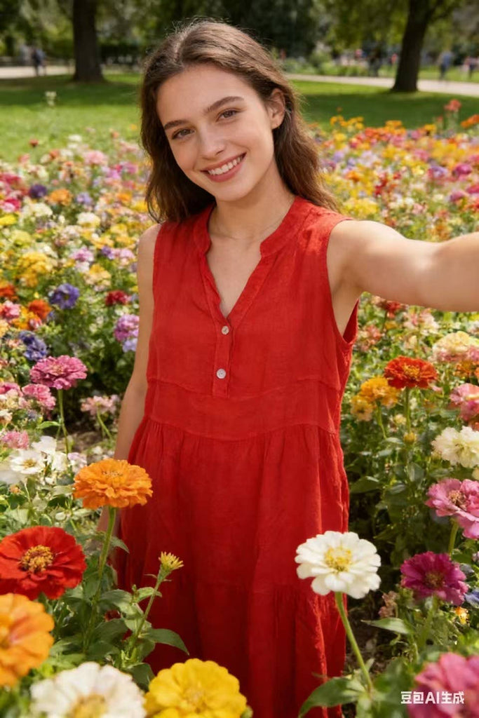100 linen dress 100% European Linen Strappy Midi Dress
