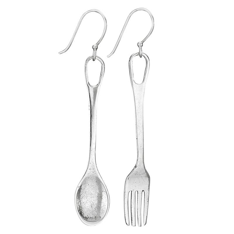 Tiger Mountain - What's For Dinner Sterling Silver Spoon and Fork Earring