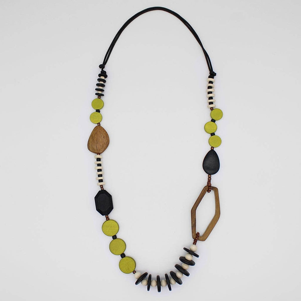 Lime Wood Bead Gabby Necklace by Sylca