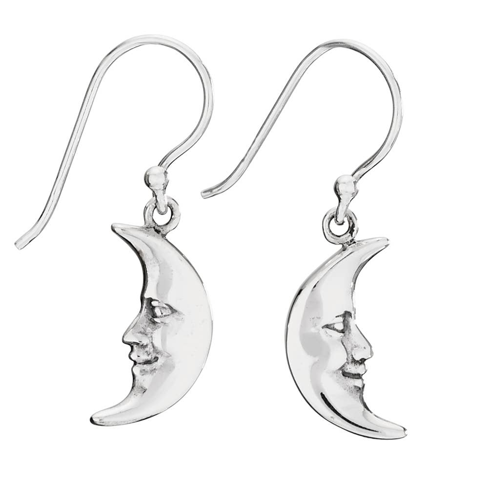 Tiger Mountain - Orbiting Sterling Silver Crescent Moon Earrings