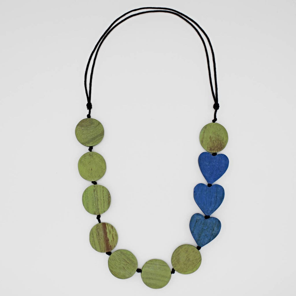 Sylca Designs Lime Charmaine Wooden Heart Necklace