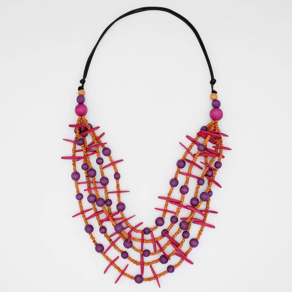 Sylca - Fuchsia Multi-Strand Lela Necklace