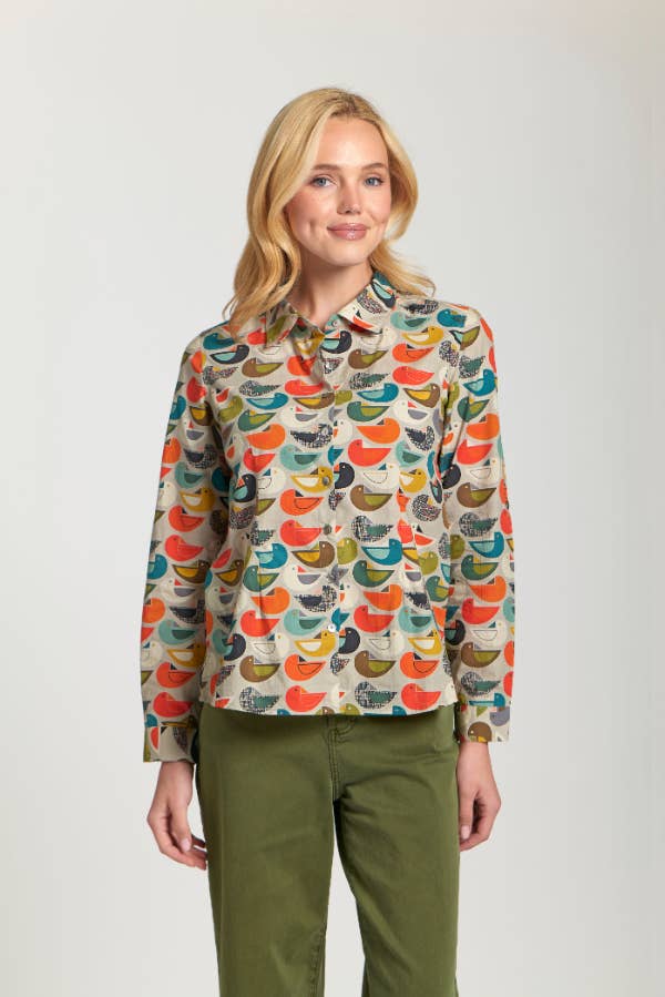 APNY - Classic Button-Up Shirt - Orange Multi