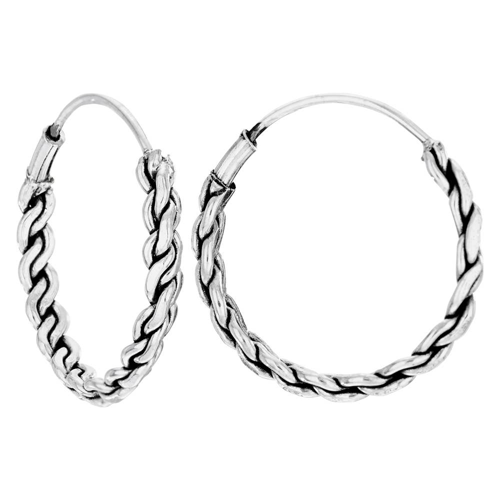 Tiger Mountain Jewelry - Braided Sterling Silver Hoop Earring