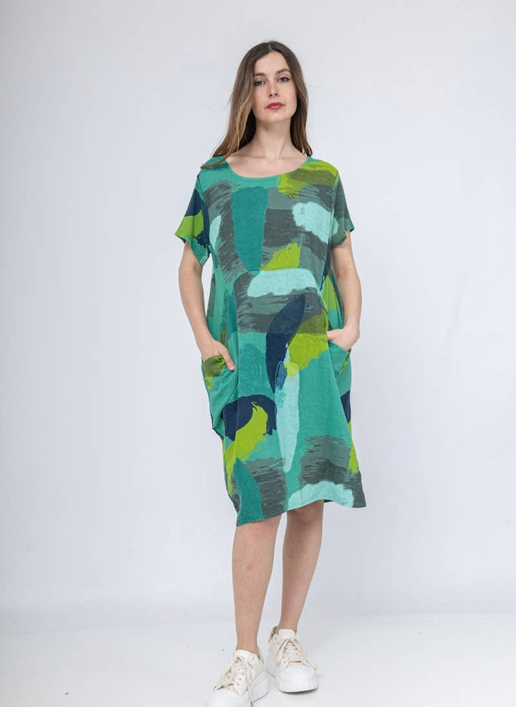 Linen and Cotton House Abstract Print Dress