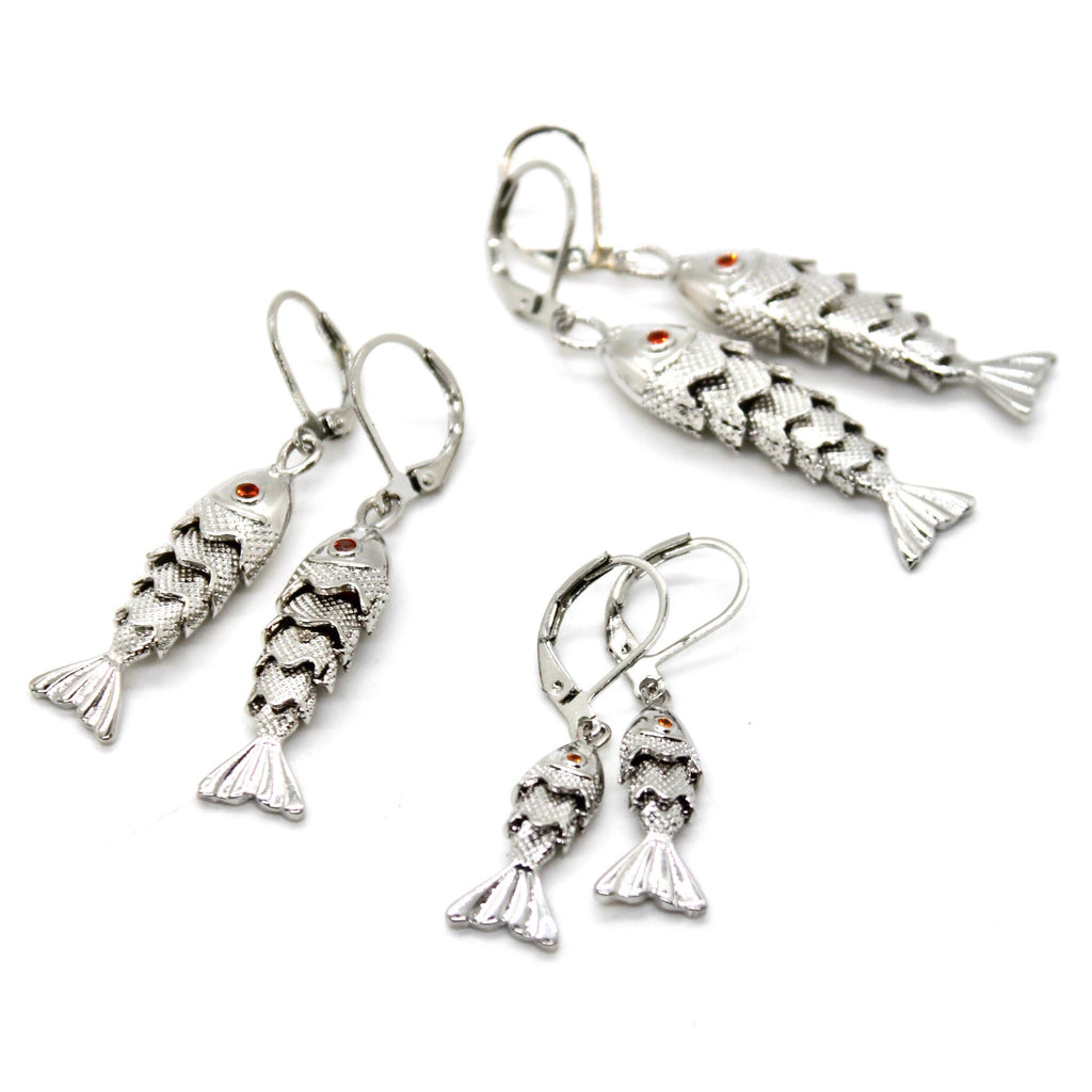 Lizou - Articulated Gold Fish Silver Earrings