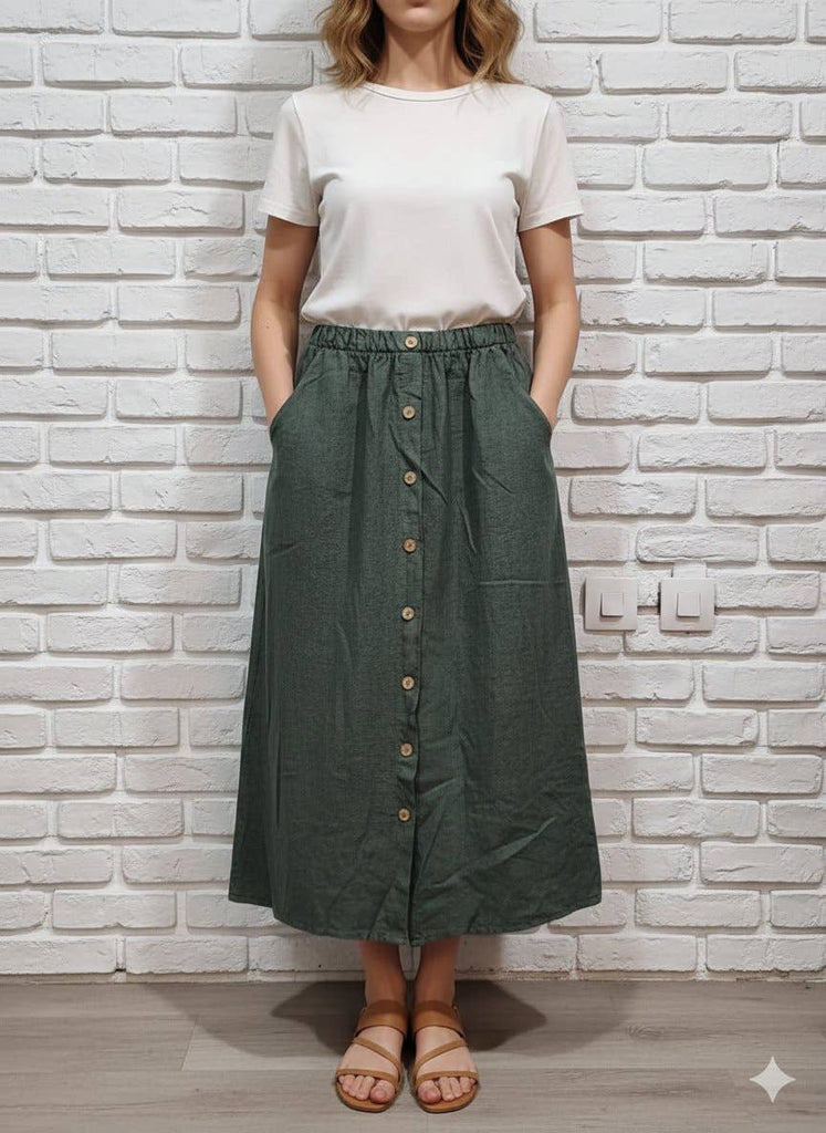 La Maison des Fibres Naturelles - Linen Skirt w/Buttons