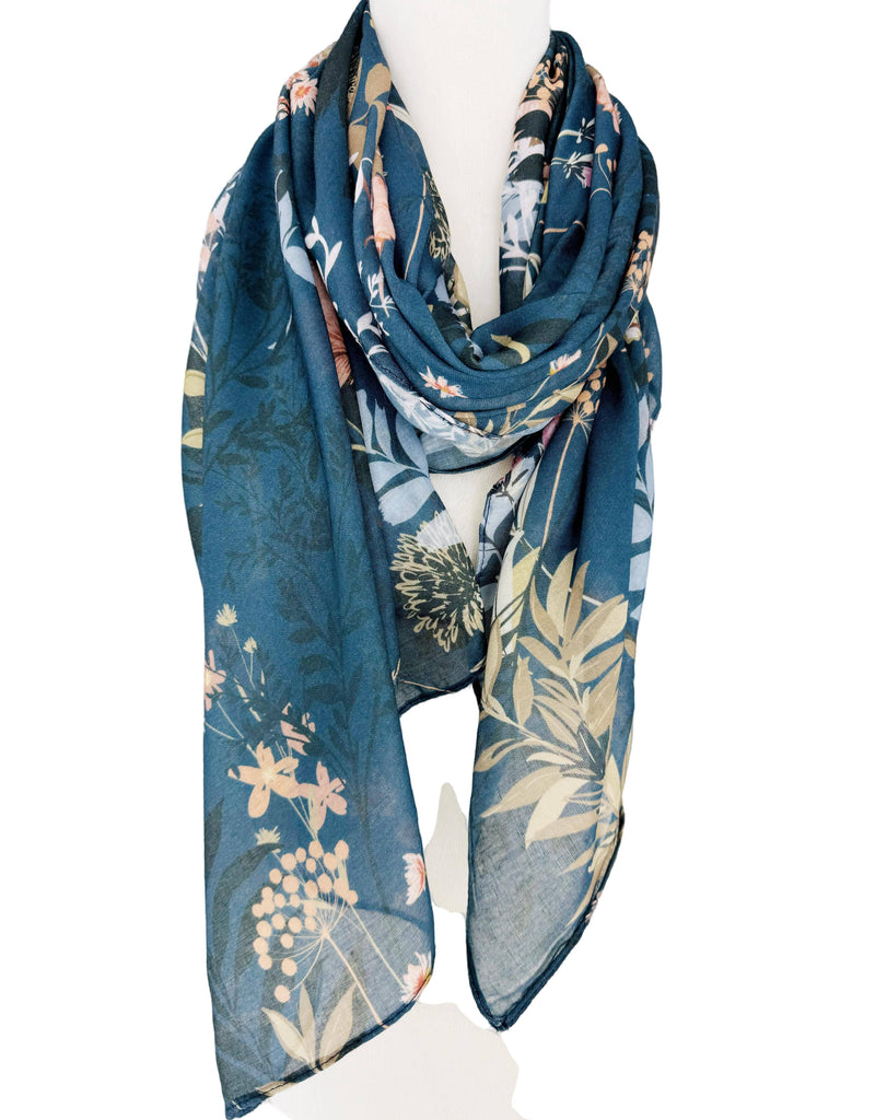 JC - Teal-Pink Floral Scarf