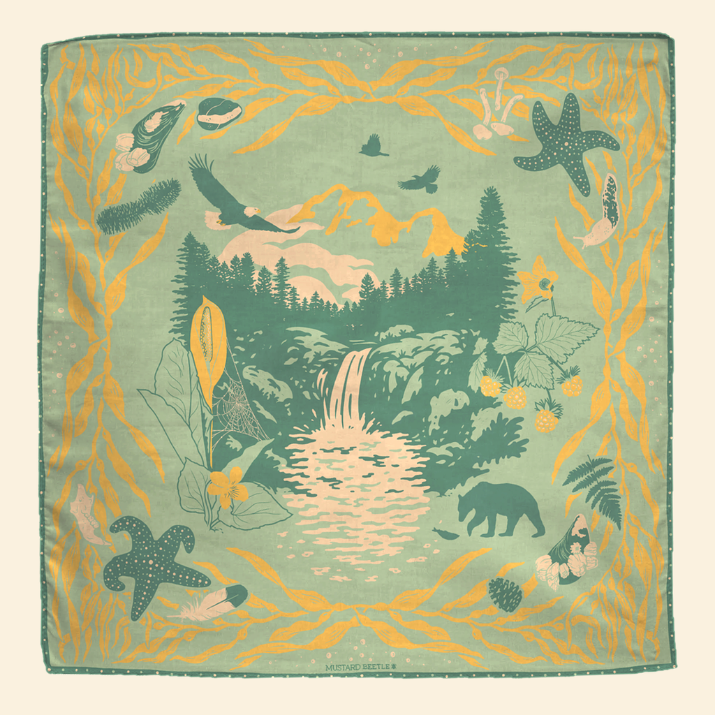 Mustard Beetle - Organic Fair Trade Bandana: Pacific Northwest