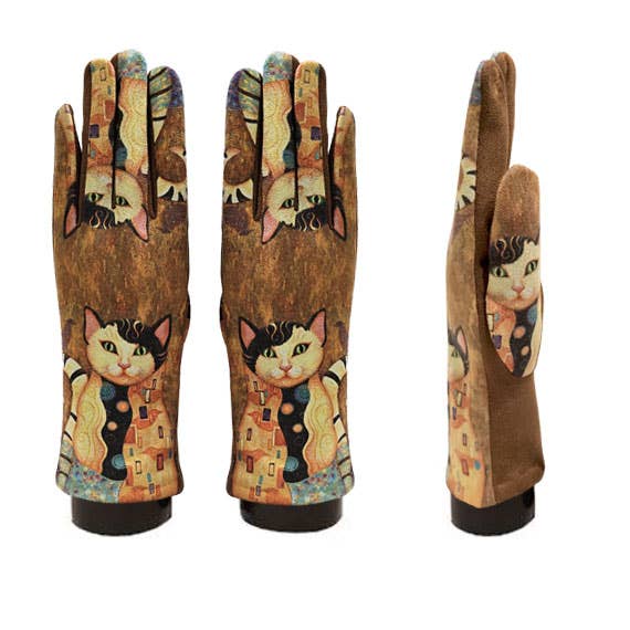 Access - Artist Gustv Klimt Abstract Cat Texting Glove