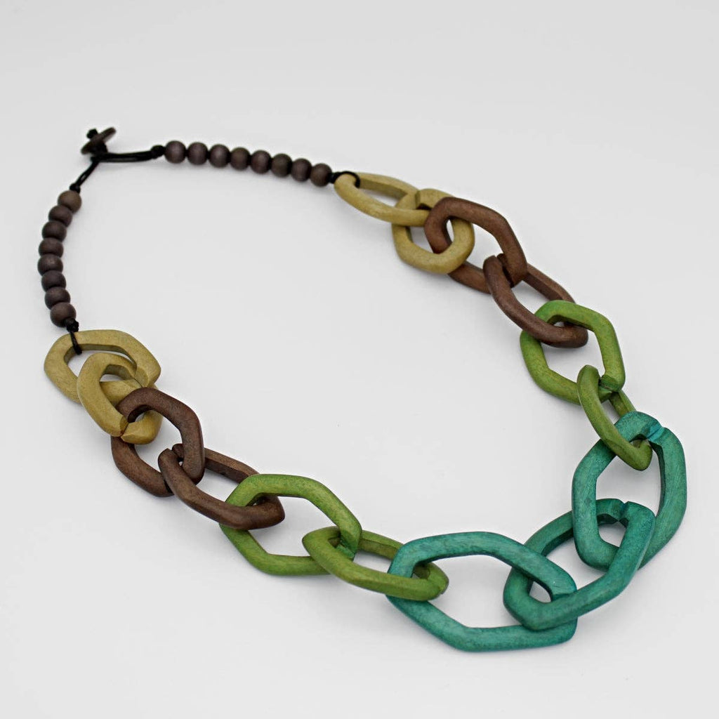 Sylca Designs - Green and Taupe Canyon Link Necklace