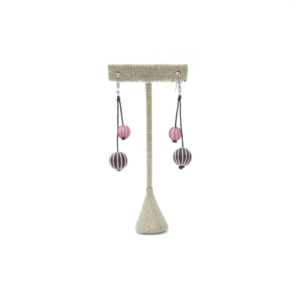 Katie & Company - Camille Berry Wine wood bead earrings