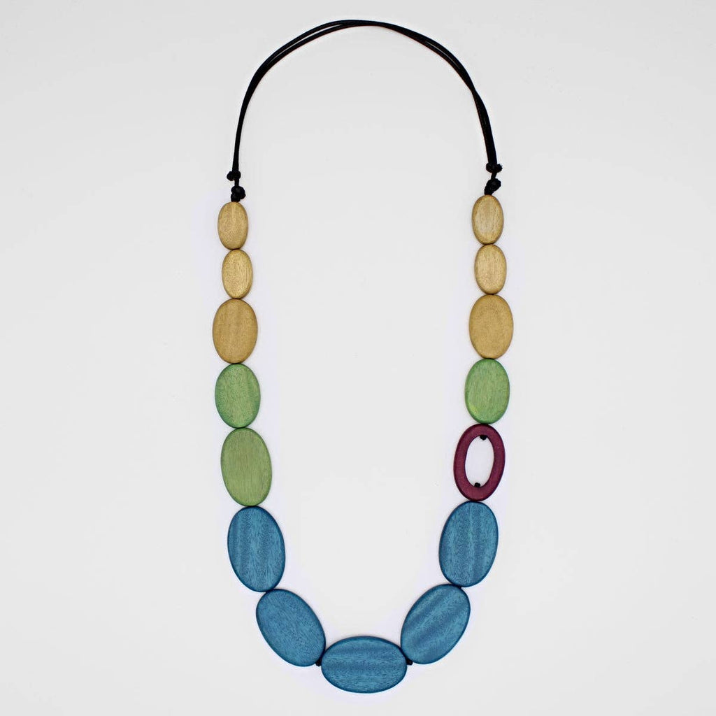 Blue and Green Shiori Statement Necklace by Sylca