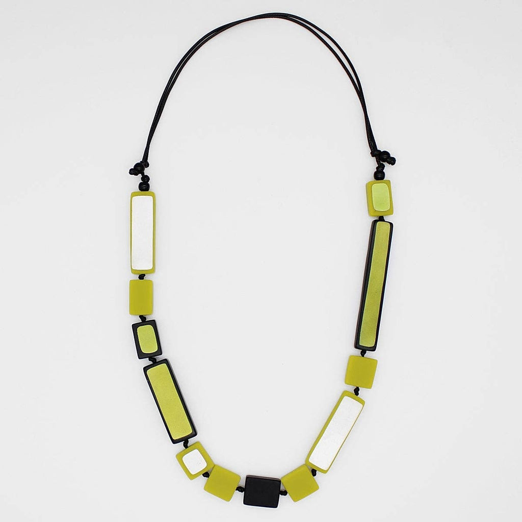 Sylca Designs - Lime Sloan Rectangles Statement Necklace