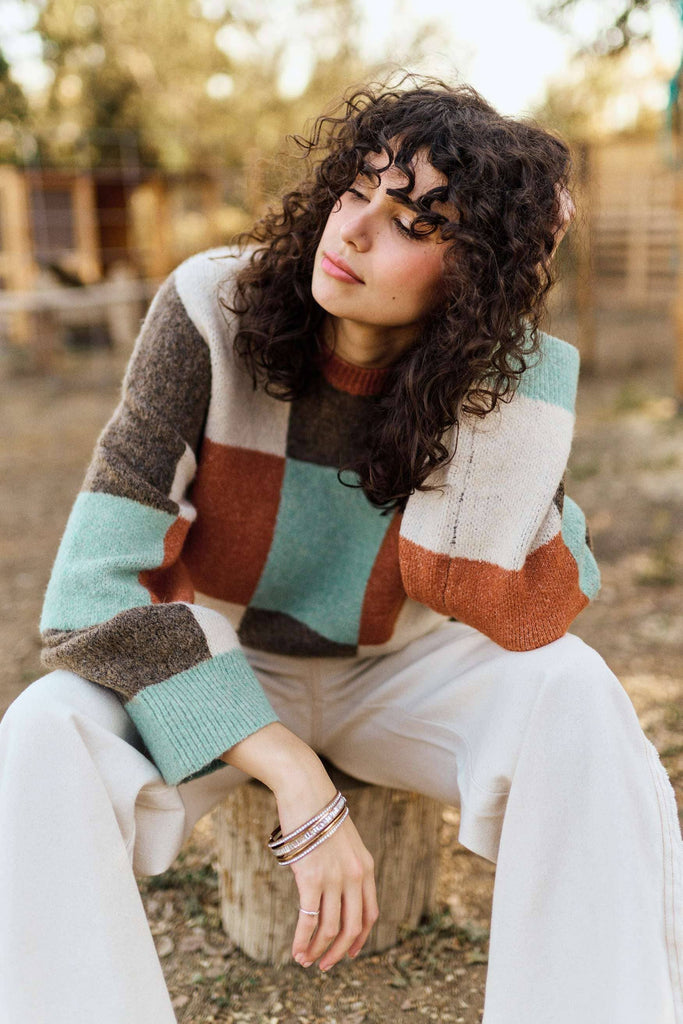 Mello - Neutral Checkers Sweater