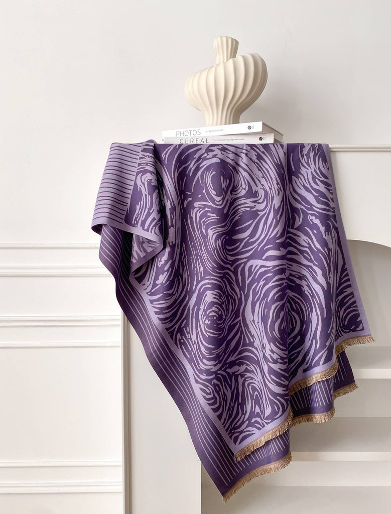 Winding River - Purple Fringe Rose Reversible Wrap