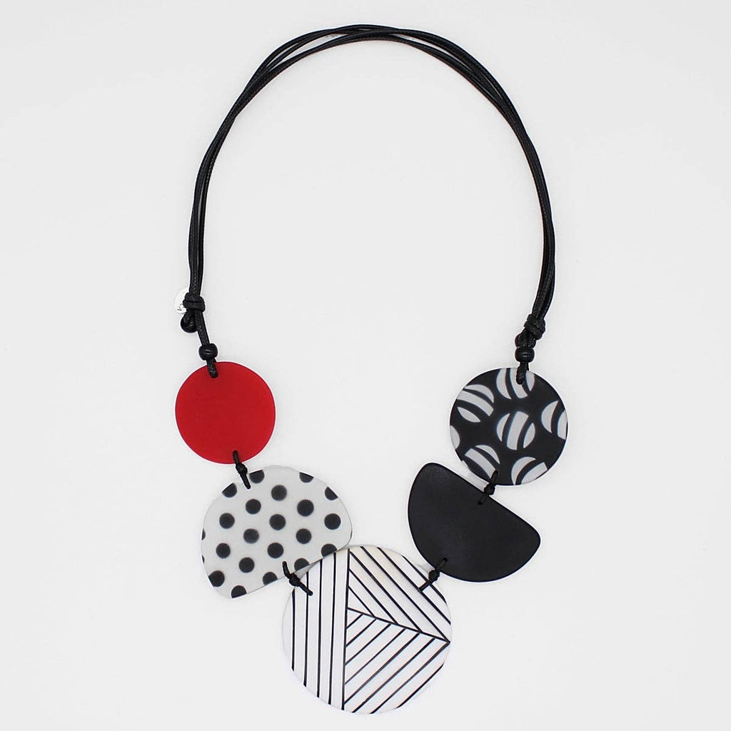 Sylca Designs Black White and Red Palma Necklace