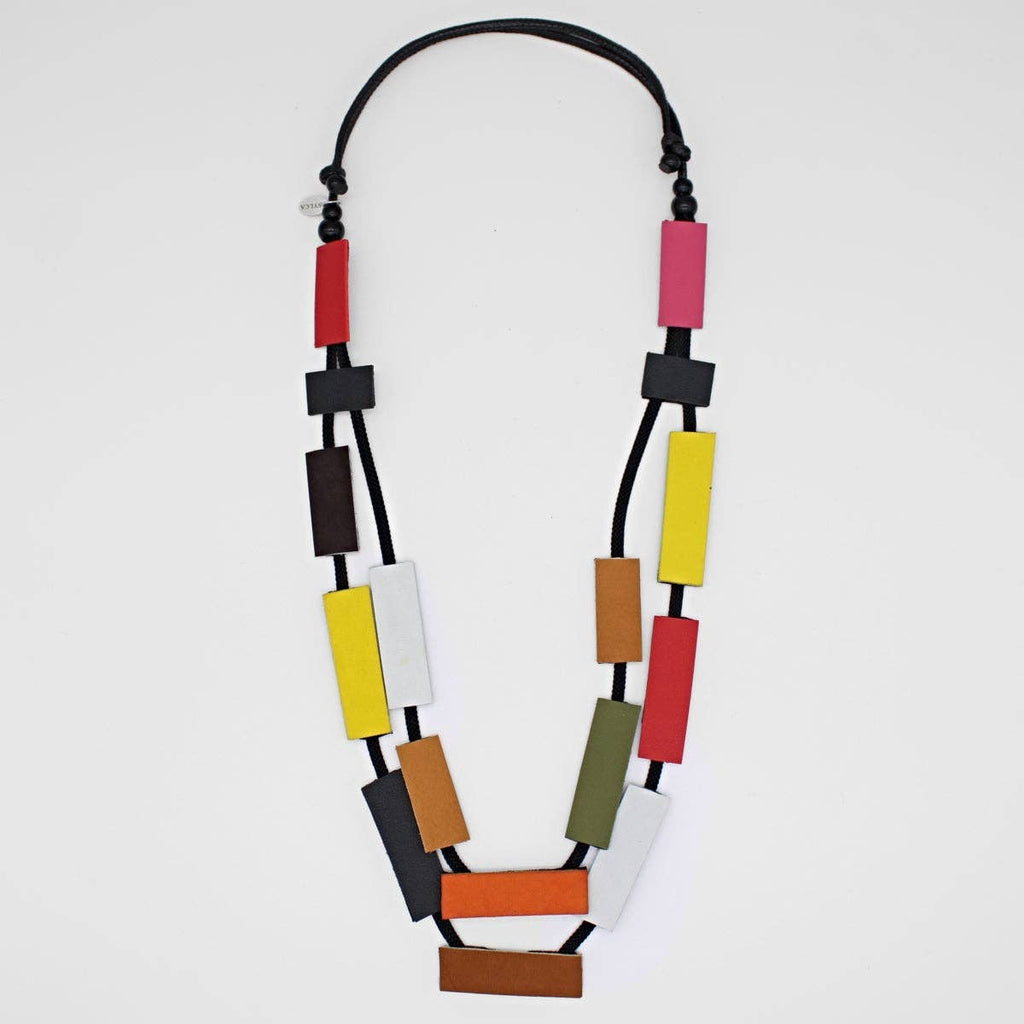 Sylca Designs - Multicolor Lottie Leather Necklace, funky statement necklace