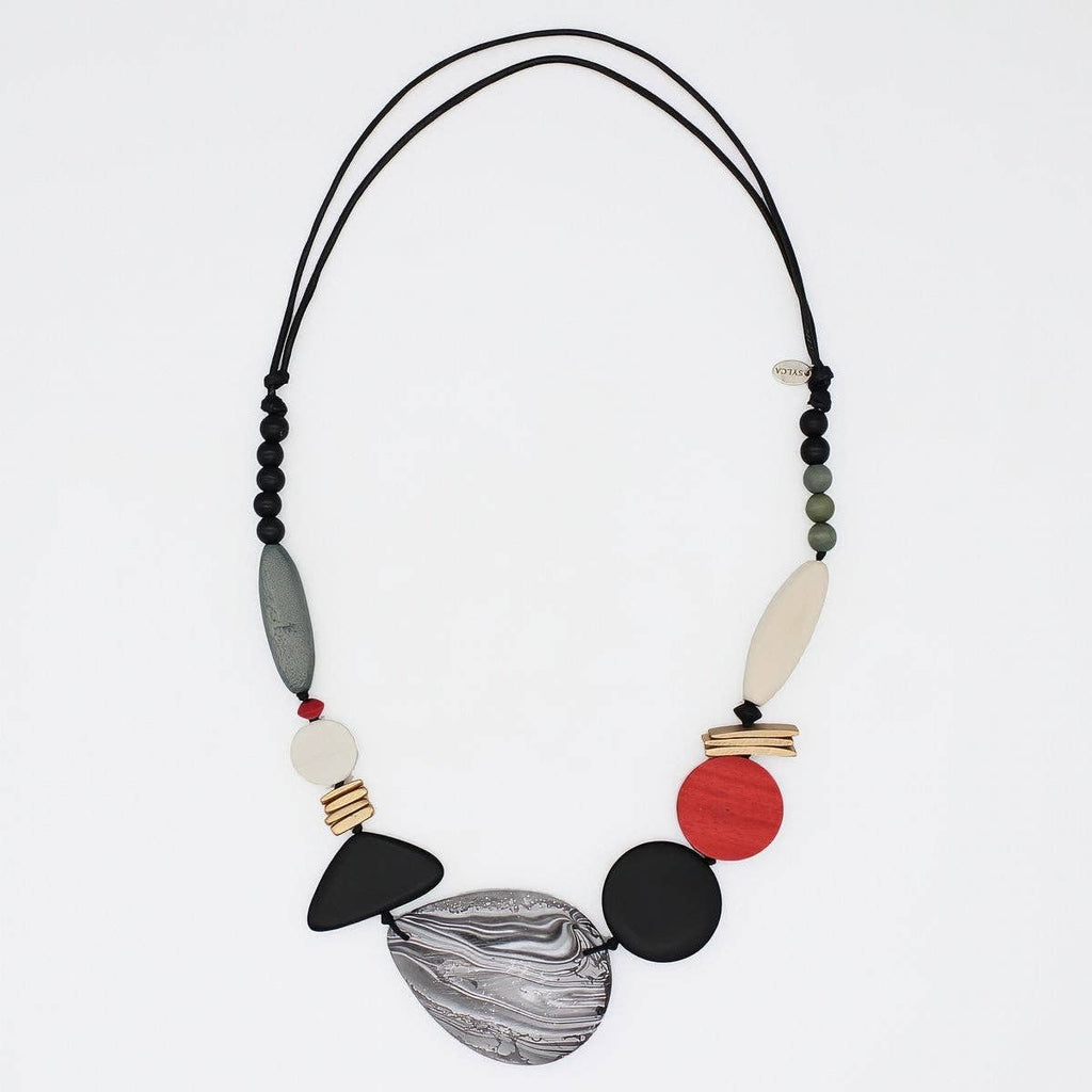 Sylca - Red Dusk and Dawn Marble Necklace