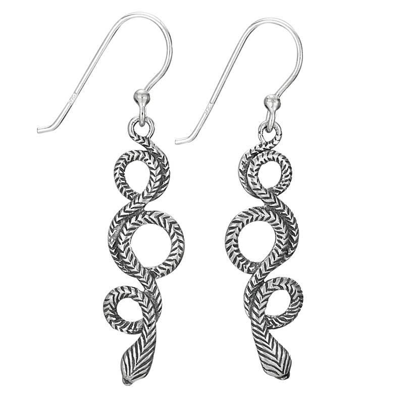 Tiger Mountain - Slithering Snake Sterling Silver Dangle Earrings