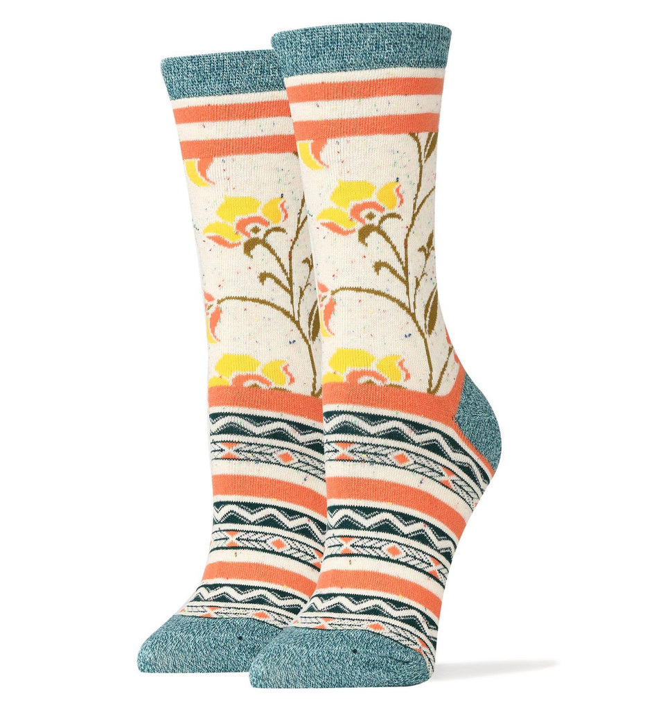 Oooh Yeah - Friendship Blooms | Women's Floral Premium Crew Dress Socks