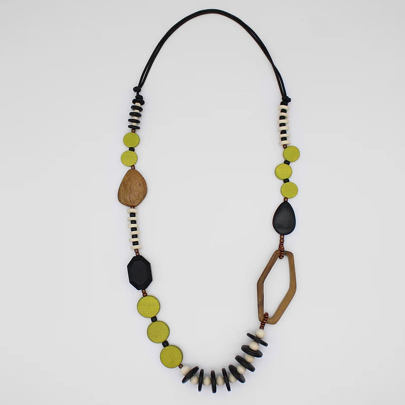 Sylca Designs- Lime Wood Bead Gabby Necklace