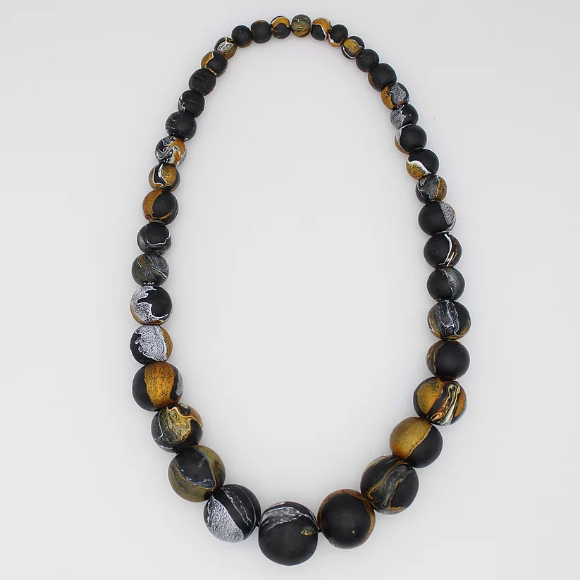 Sylca Designs- Kori Black and Gold Beaded Necklace