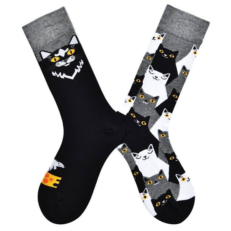 AB version asymmetric cartoon animal pattern socks
