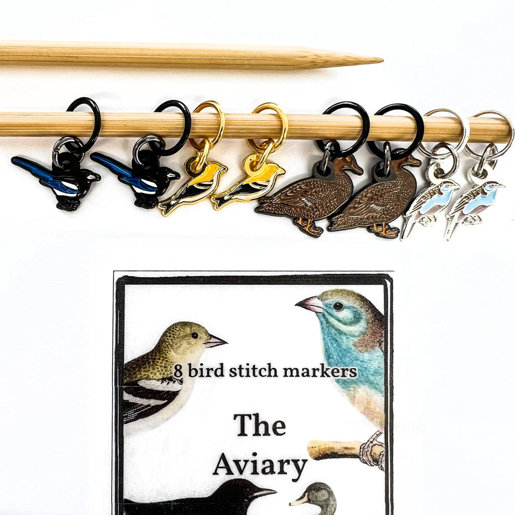 Firefly Notes - Aviary stitch marker pack, bird stitch markers