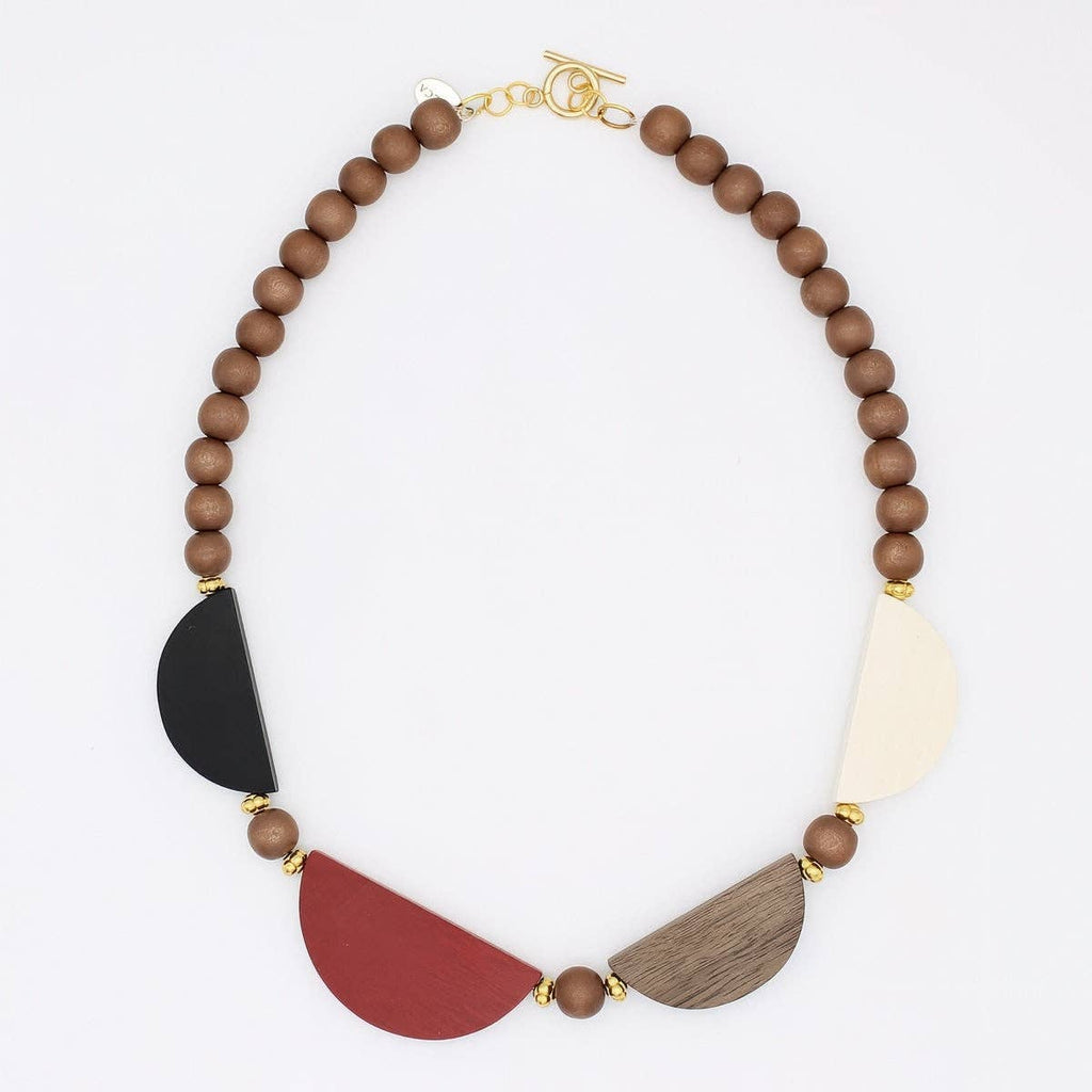 Sylca - Earth Tone Celeste Crescent Necklace
