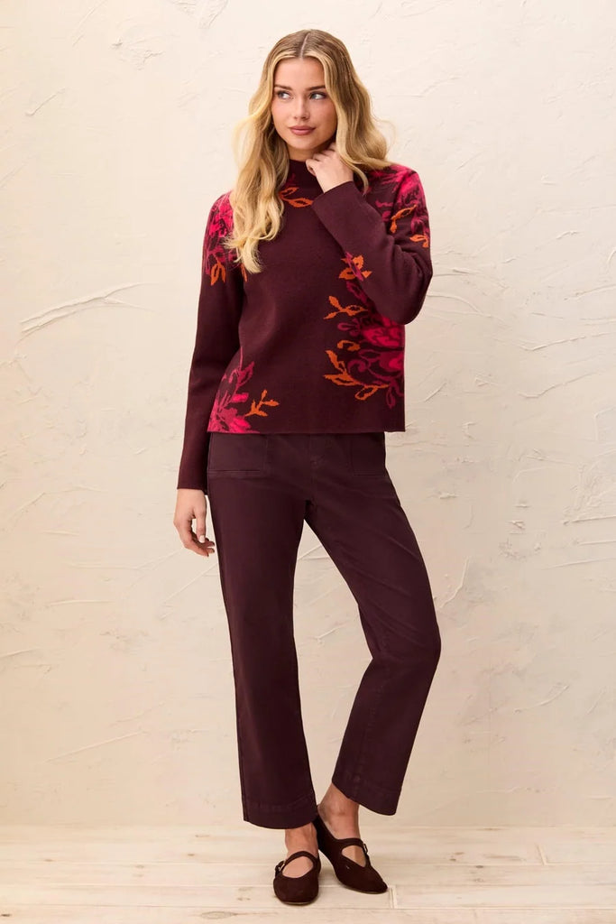 Tribal - Double Knit Funnel Neck Long Sleeve Sweater