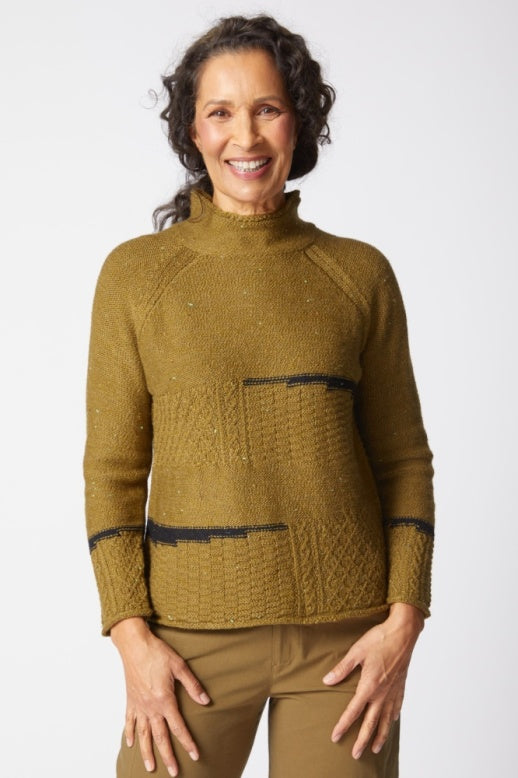 Habitat Harvest Tweed Mixed Cable Stitch Pullover Sweater - Avocado
