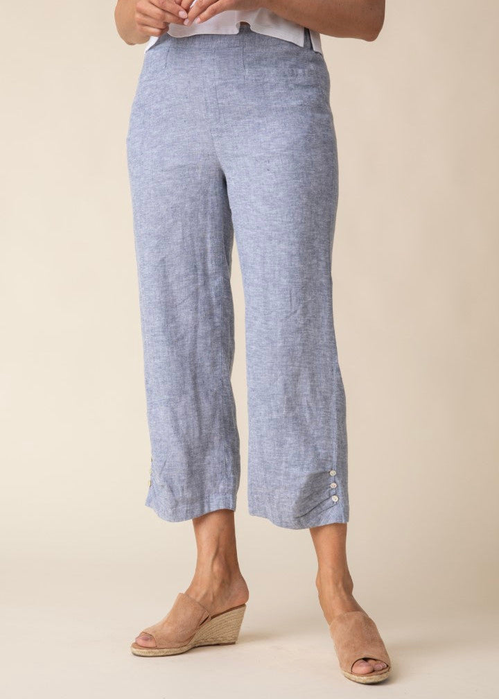 Habitat Linen Pleat Button Capri Pant